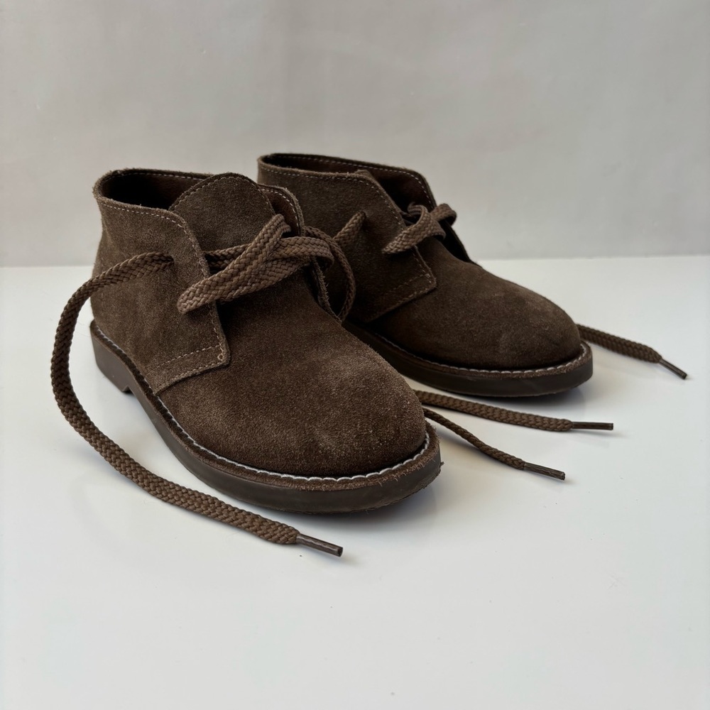 Crewcuts J.Crew Factory Boys Calvert Boot Chukkas Brown Leather Size 12, EUC